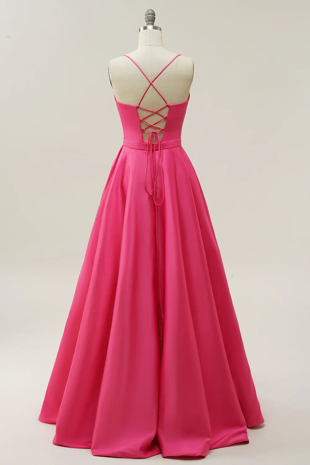 Deep V Neck Floor Length A-Line Spaghetti Straps Ball Gown
